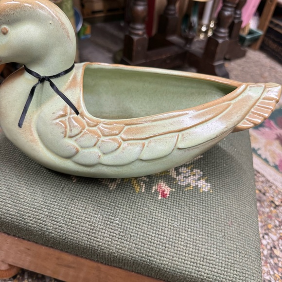 FRANKOMA Art Pottery Prairie Green Mallard Duck Planter Pot 208 - Picture 4 of 10